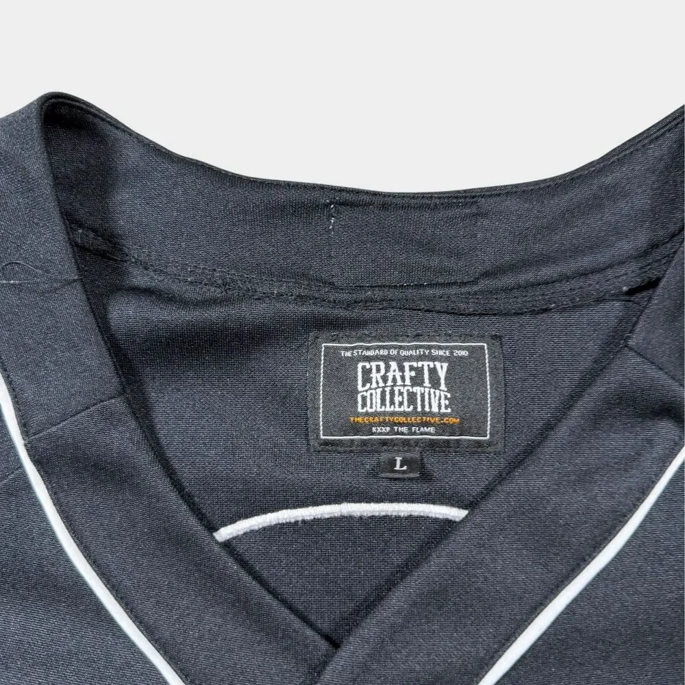 Crafty Collective Baseball Jersey Stitched Black White Men's Large